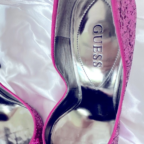 Guess Pink Sparkle Pointed Toe with Bronze Colored Heel - Picture 6 of 12